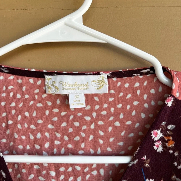 Boho Mixed Media Bell Sleeve Blouse - Size 3x - Picture 3 of 5